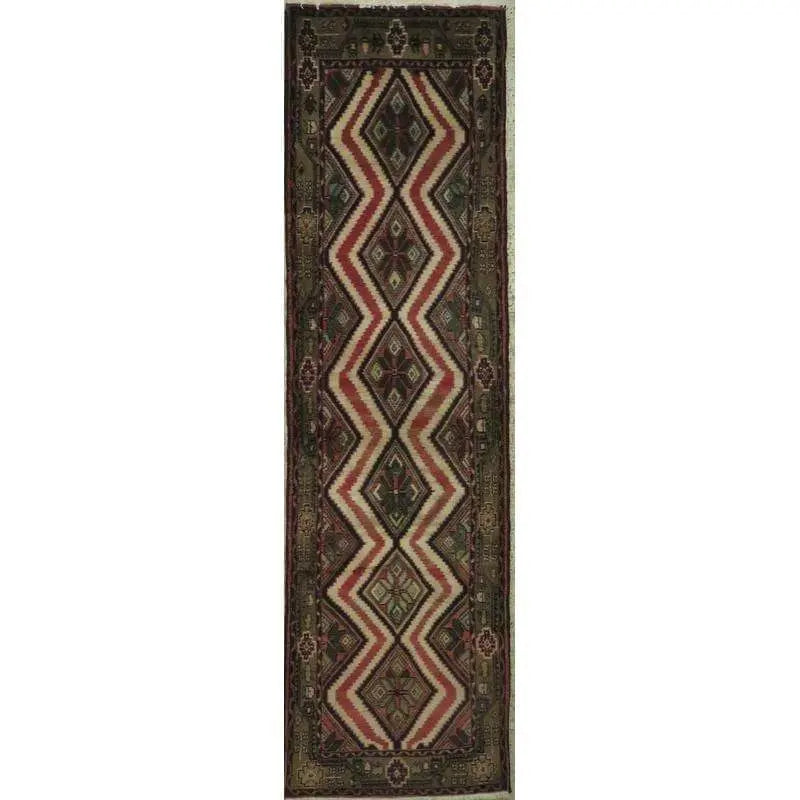 One Of The Kind Hand-Knotted Persian Wool Rug _ Luxurious Vintage Design, 10'5" x 2'6", Artisan Crafted